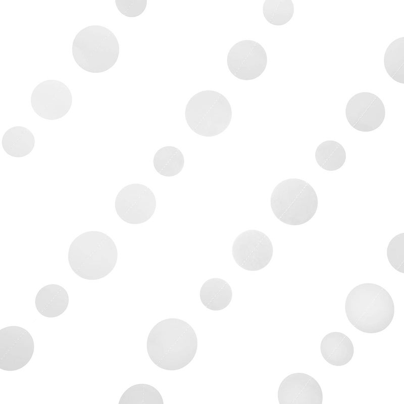 Weven White Paper Garland Circle Dot Party Banner Wall Streamers Backdrop Ceiling Hanging Decorations, 20 Feet in Total - Image 2